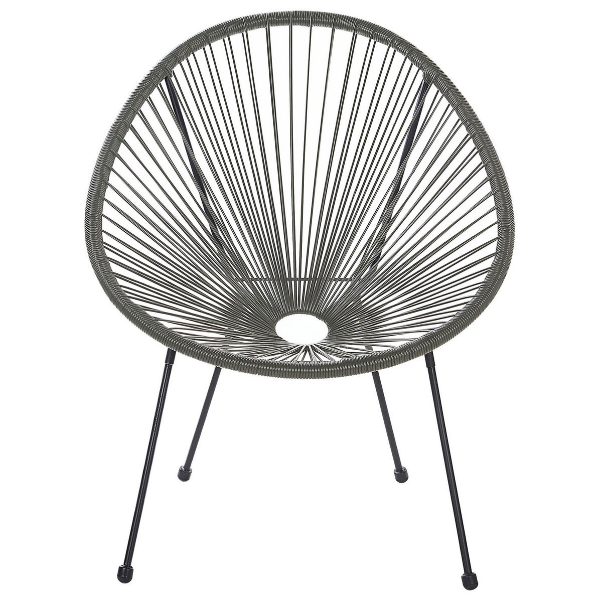 RATTANSTUHL Kunststoff dunkelgrau 70 cm Acapulco II - Schwarz/Grau, Kunststoff (70/87/90cm) - Beliani