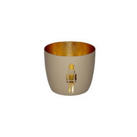 TEELICHTHALTER Madras M, Nussknacker, Eisen, Sandstone / Gold, H 8.5 cm - Beige, Metall (10cm) - Gift Company