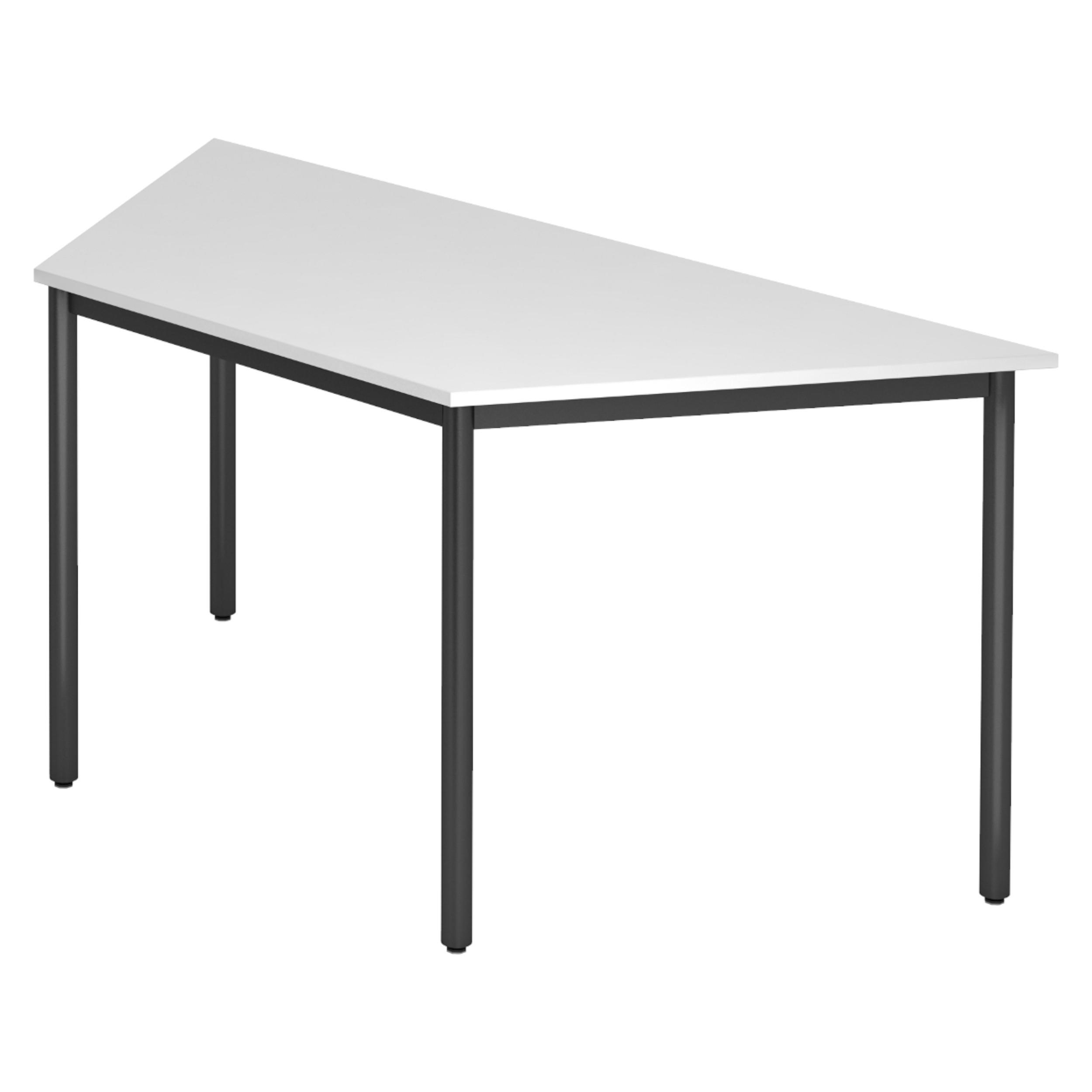 BESPRECHUNGSTISCH Serie-D 69/160/72 cm in Weiß/Rundrohr schwarz - Schwarz/Weiß, Holzwerkstoff (69/160/72cm) - bümö