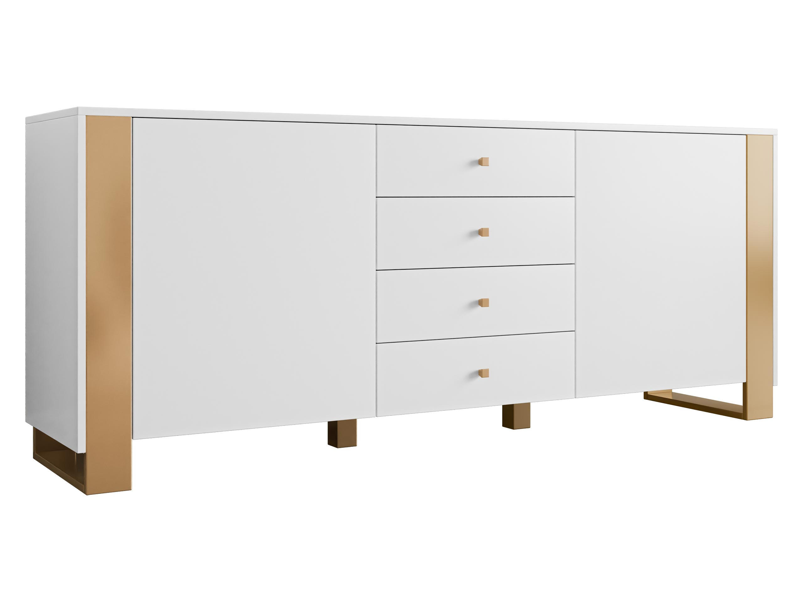 SIDEBOARD Loutio 2D4SZ - Goldfarben/Weiß, Holzwerkstoff/Kunststoff (180/74/40cm) - MIRJAN24