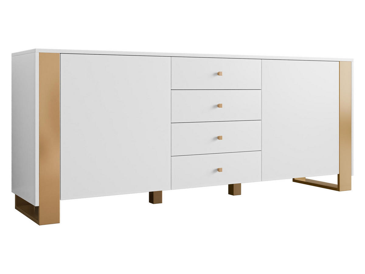 SIDEBOARD Loutio 2D4SZ - Goldfarben/Weiß, Holzwerkstoff/Kunststoff (180/74/40cm) - MIRJAN24
