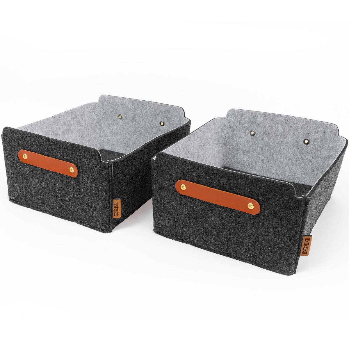AUFBEWAHRUNGSBOXEN 2er-Set - Dunkelgrau, Textil (31/15/31cm) - Miqio Design