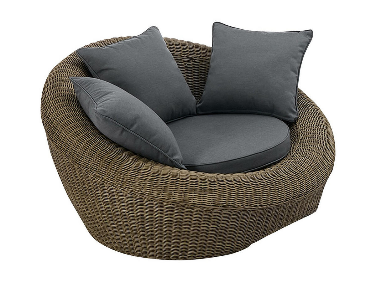 GARTENSITZGRUPPE im Set - 5 Personen-Sitzer - Glas, Harz - Naturfarben Dunkel - - Naturfarben, Glas - Vente-Unique