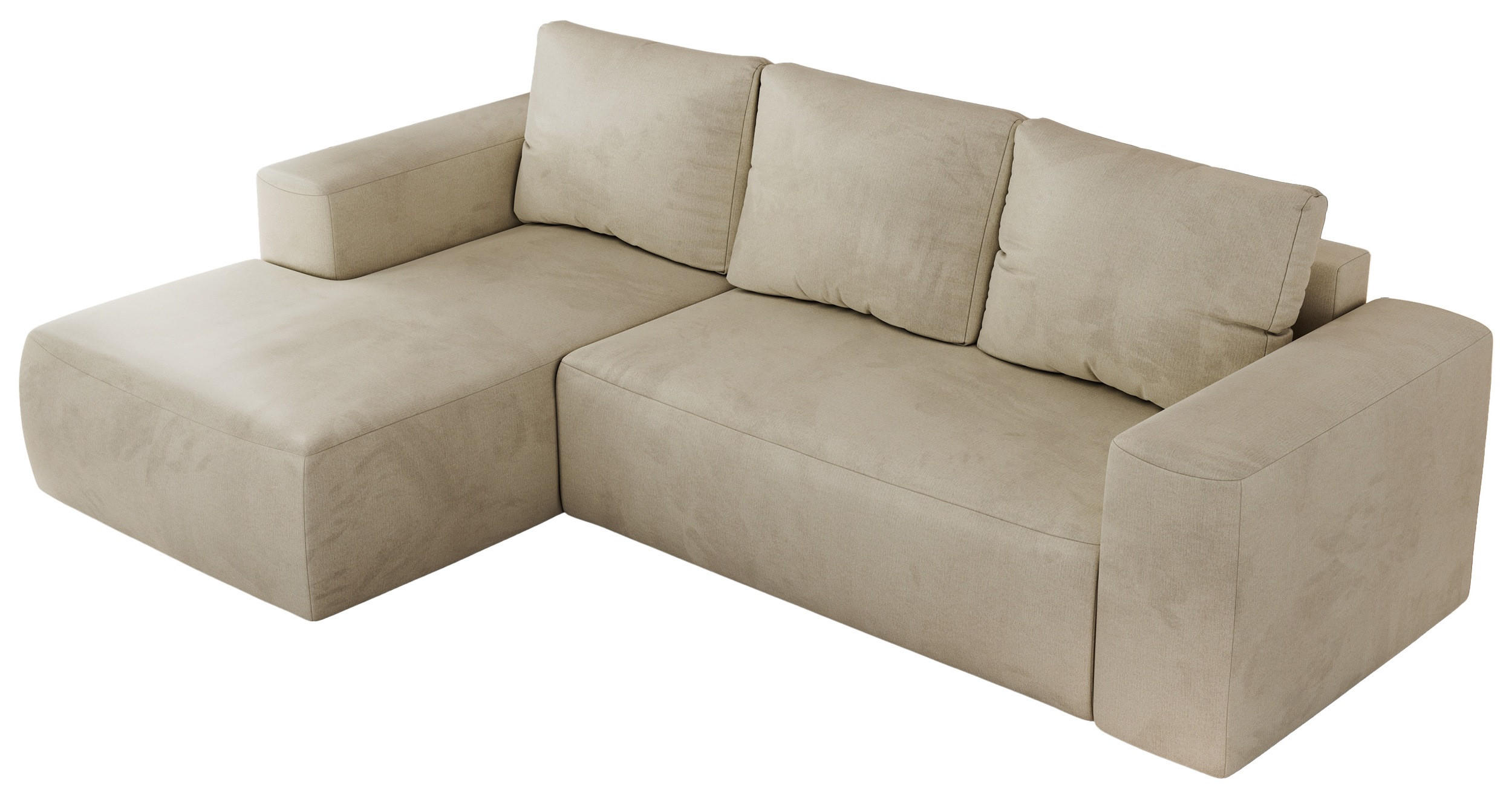 ECKSOFA TRENTINO L Beige Velvet - Links - Beige/Schwarz, Textil (266/164cm) - MKS