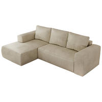 ECKSOFA TRENTINO L Beige Velvet - Links - Beige/Schwarz, Textil (266/164cm) - MKS