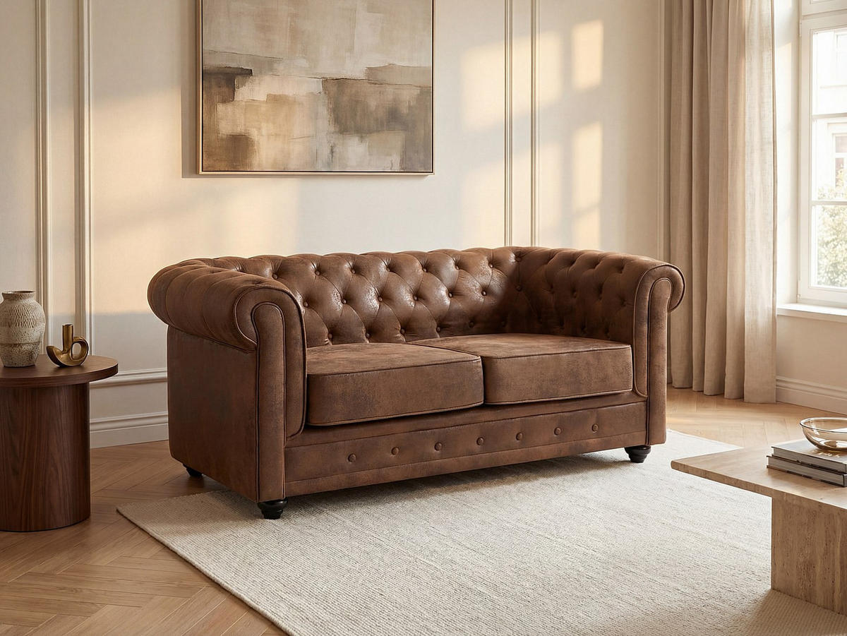 SOFA ohne Schlafmöglichkeit - 2 Personen - Stoff, Stoff - Braun - Braun, Textil (165/72/88cm) - Vente-Unique