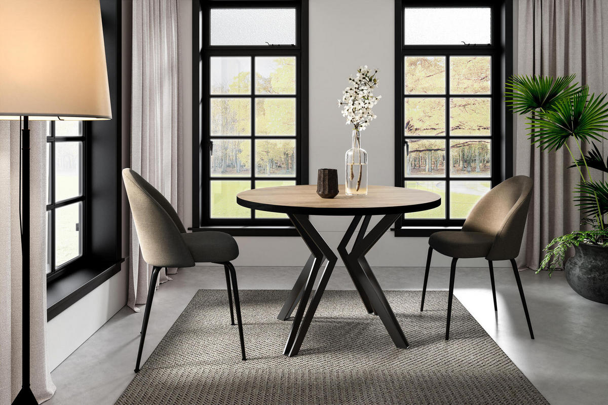 ESSTISCH RANDI Eiche hell, Schwarz 100x176x76 cm - Eichefarben/Schwarz, Holzwerkstoff (176/100/76cm) - FURNLUX