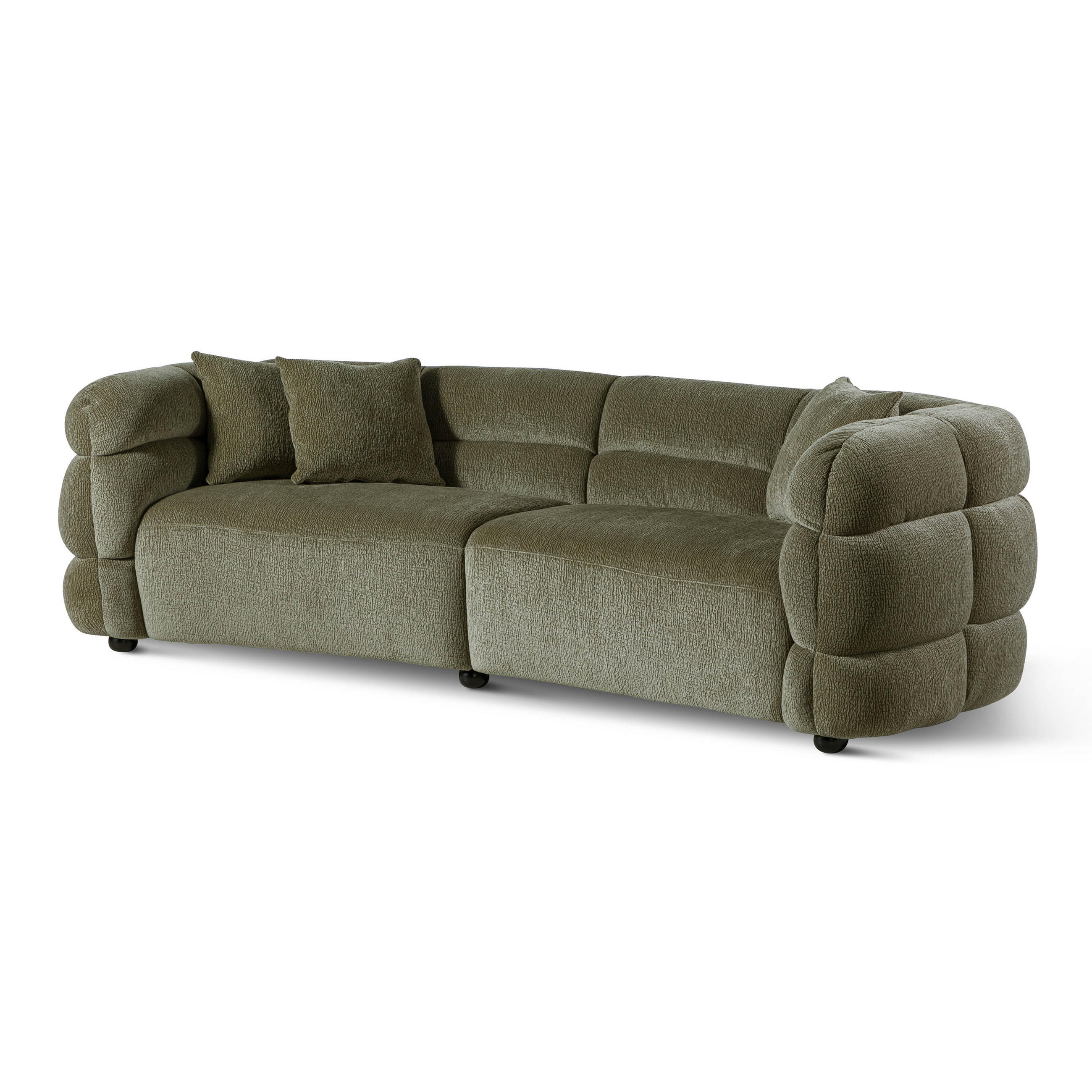 SOFA 3-Sitzer 260x100x76 grün WILMA - Grün, Kunststoff (260/76/100cm) - Massivmoebel24