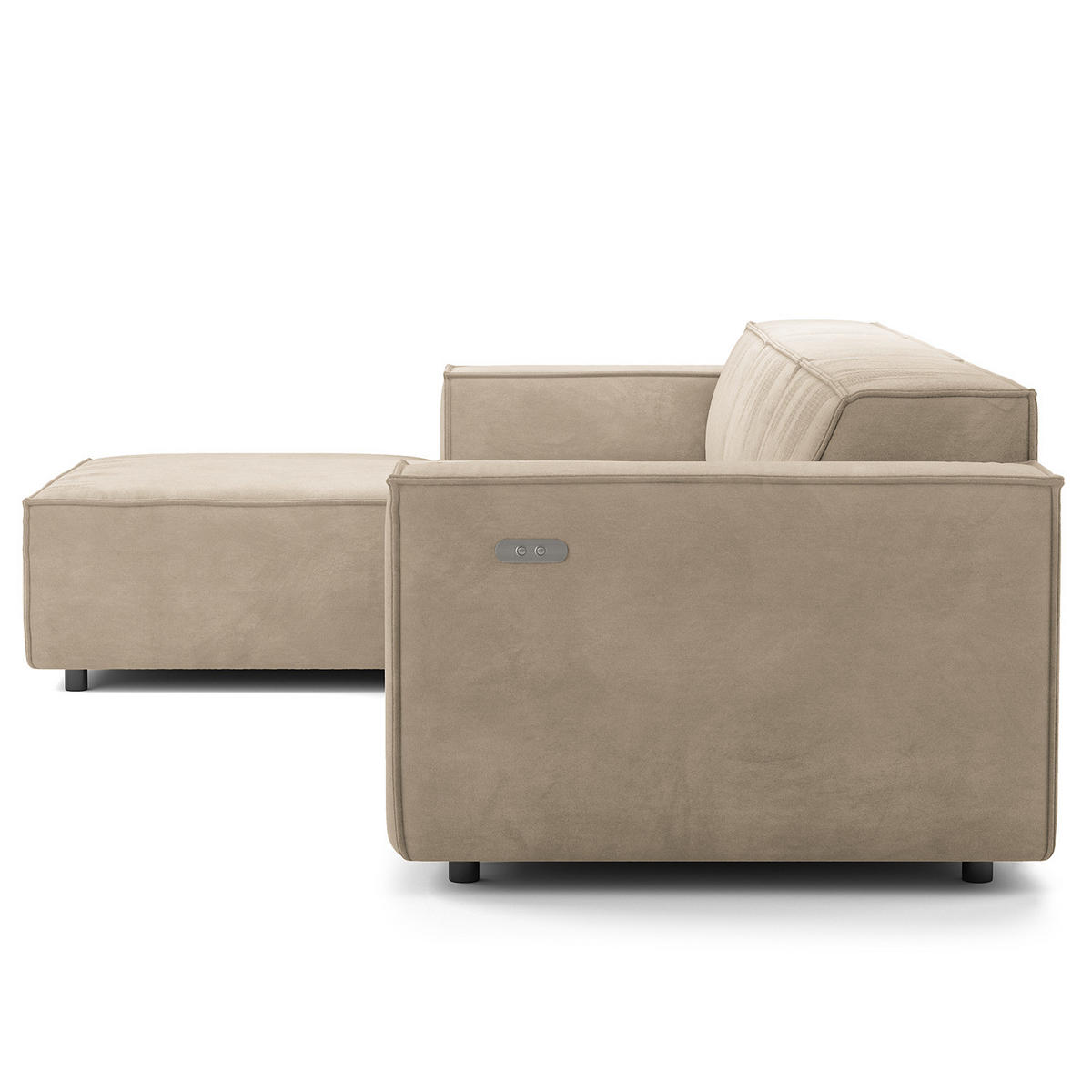 ECKSOFA mit Longchair - Beige/Schwarz, Kunststoff/Textil (294/177cm) - home24