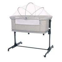 BEISTELLBETT Milano 2 in 1 grau 88 x 50 cm, Matratze, Laufstall, Moskitonetz, 5-fach verstellbar - Grau, Metall (50/88cm) - Lorelli
