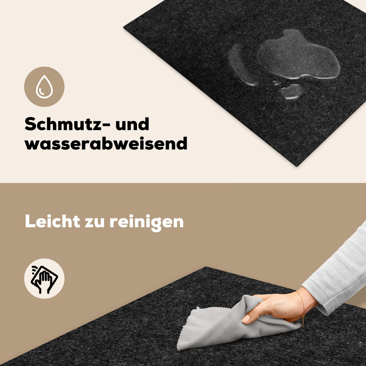 HERDABDECKPLATTE Granit - Schwarz - Granitstruktur - Dunkel Induktionsmatte 71x52 cm - Schwarz, Kunststoff (71/52/0.2cm) - MuchoWow