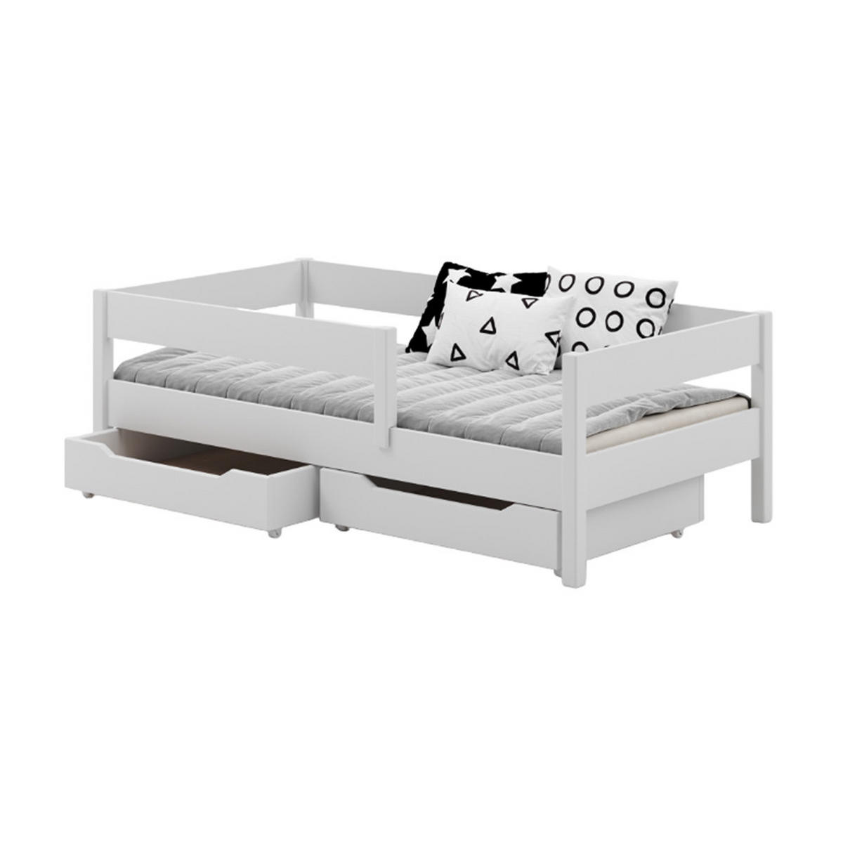 KINDERBETT Mix 160x80 weiß mit Schubladen und Matratze - Weiß, Holzwerkstoff (80/160cm) - LUKDOM