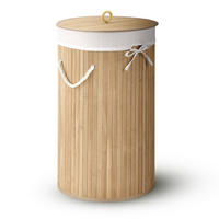 WÄSCHEKORB Curly-Round 55 L natur - Naturfarben, Holz (35/60/35cm) - Juskys