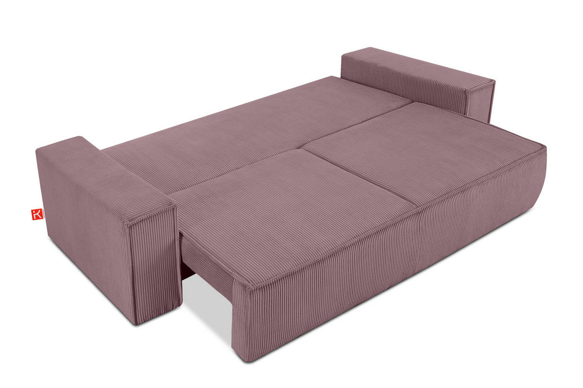 3-SITZER-SCHLAFSOFA NAPI in Pet Friendly Cord-Stoff, hellviolett - Violett/Schwarz, Textil (244/89/101cm) - KONSIMO®