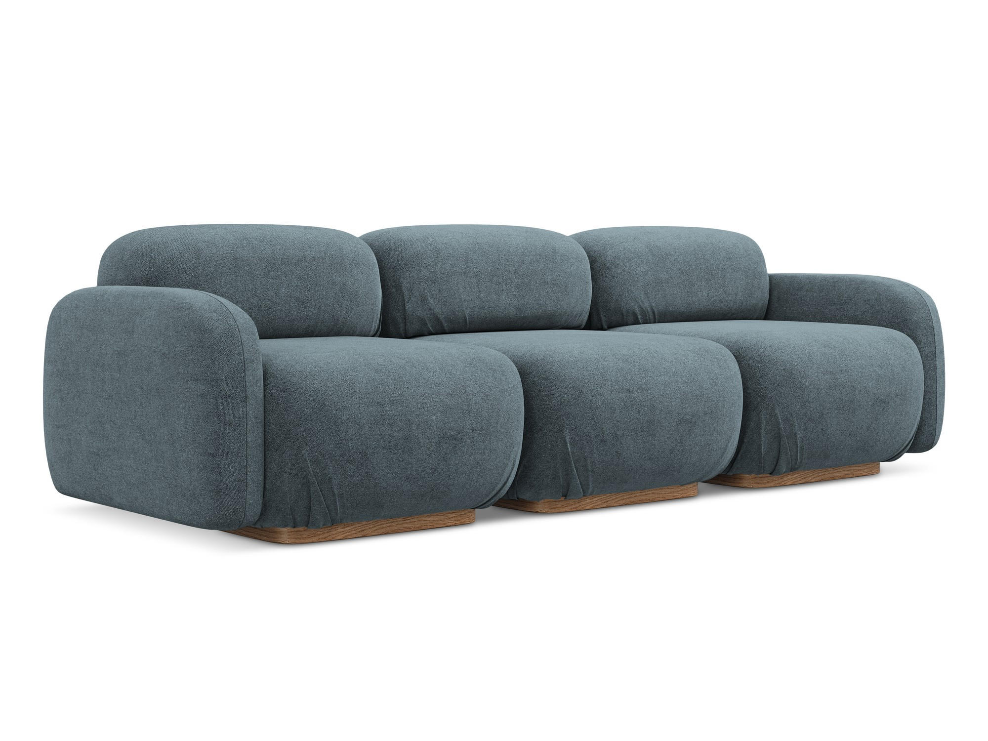 4-SITZER-SOFA Bouclé Stoff Blau - Blau/Blaugrau, Holz/Textil (270/73/95cm) - Makamii
