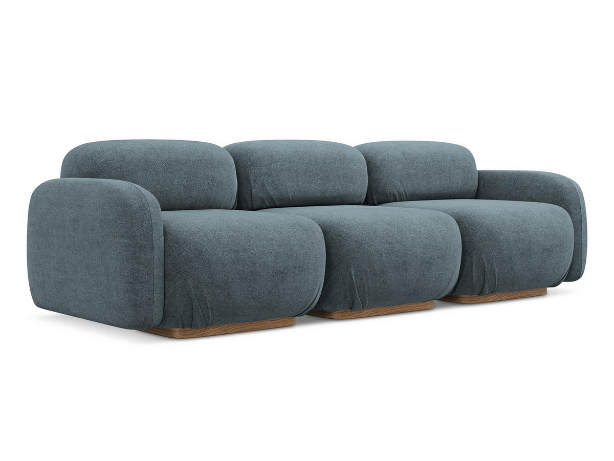 4-SITZER-SOFA Bouclé Stoff Blau - Blau/Blaugrau, Holz/Textil (270/73/95cm) - Makamii