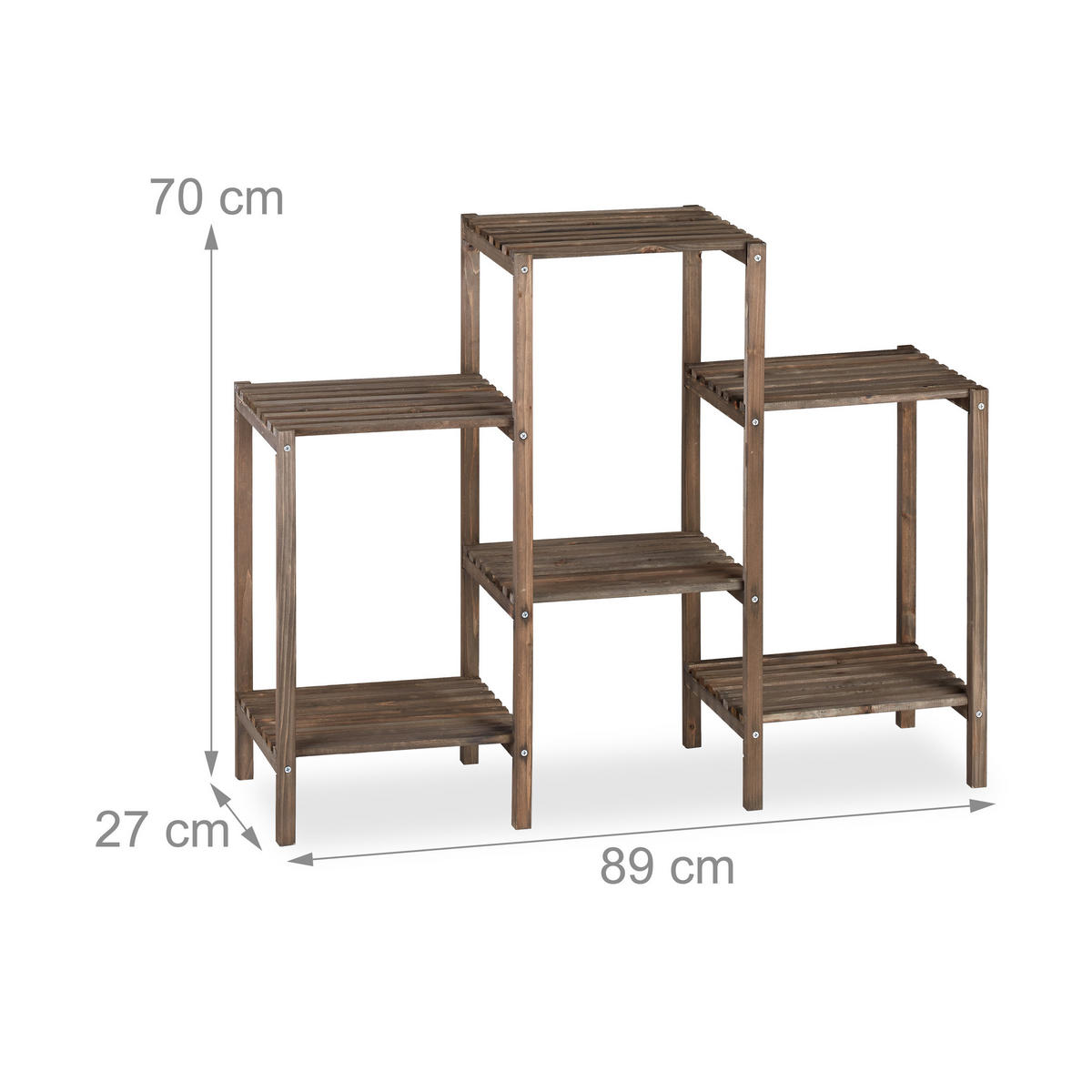 BLUMENREGAL - Dunkelbraun, Holz (89/70/27cm) - Relaxdays