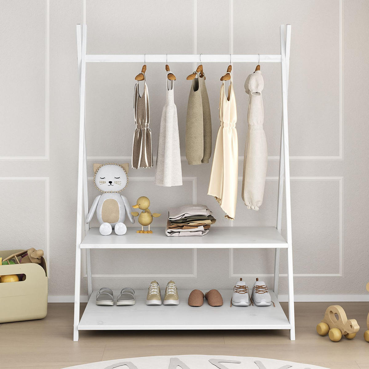 KINDERGARDEROBE DANILO weiß - Weiß, Holz (82/115/50cm) - IDIMEX