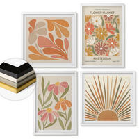 WANDBILDER 4er-Set - 50x50 cm & 40x60 cm Weißer Rahmen - Pastellfarbene Sonnenblumen - Weiß, Kunststoff (50/50cm) - ArtPrintCave