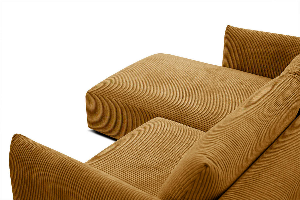 ECKSOFA TAUER 3-Sitzer, honig - Schwarz/Honig, Holzwerkstoff/Kunststoff (173/206cm) - Courtois Laville