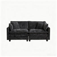 2-SITZER-SOFA aus Chenille in Schwarz mit modularem Design - Schwarz, Textil (75/84/198cm) - Modfu
