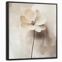 LEINWAND Bilder mit Rahmen - Blume - Beige - Farbe - Schatten - 50x50 - Creme, Textil (50/50cm) - MuchoWow