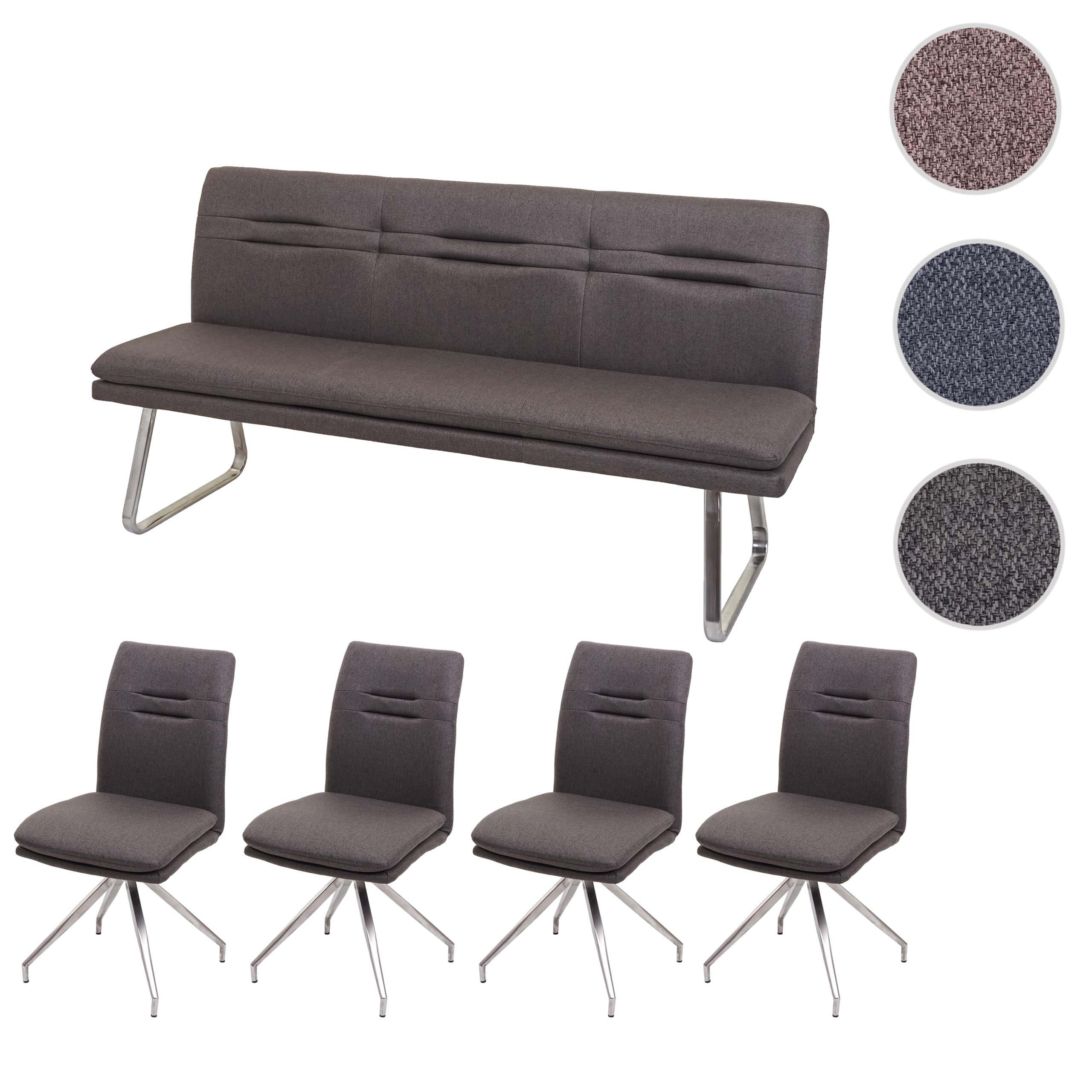 ESSZIMMER-SET Grau, Braun 5er-Set - Braun/Grau, Textil (180/90/60cm) - MCW