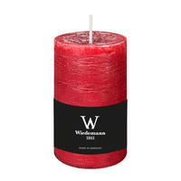 STUMPENKERZE Rustik Marble Style Rubin Rot 130 x Ø 68 mm, 1 Stück - Rot, Paraffin (13cm) - Wiedemann Kerzen