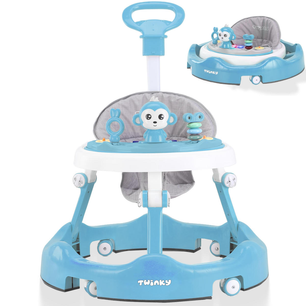LAUFLERNWAGEN mit Spielset & Bodenmatte Blau - Blau, Kunststoff (70/70cm) - Twinky