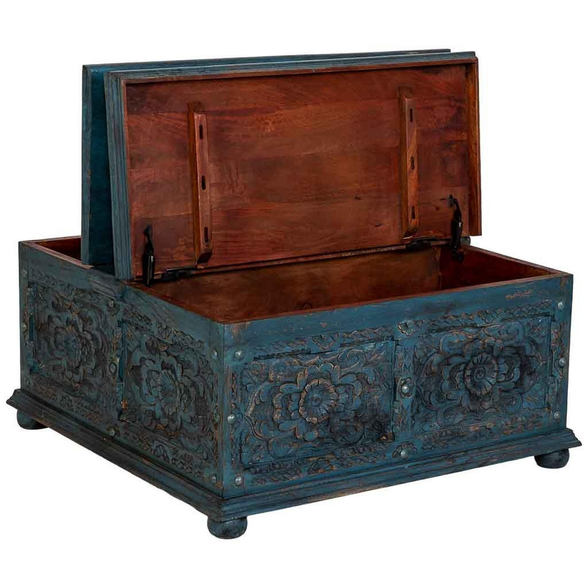 COUCHTISCH aus holz 100x100x47cm - Blau, Holz (100/100/47cm) - Wanderlust