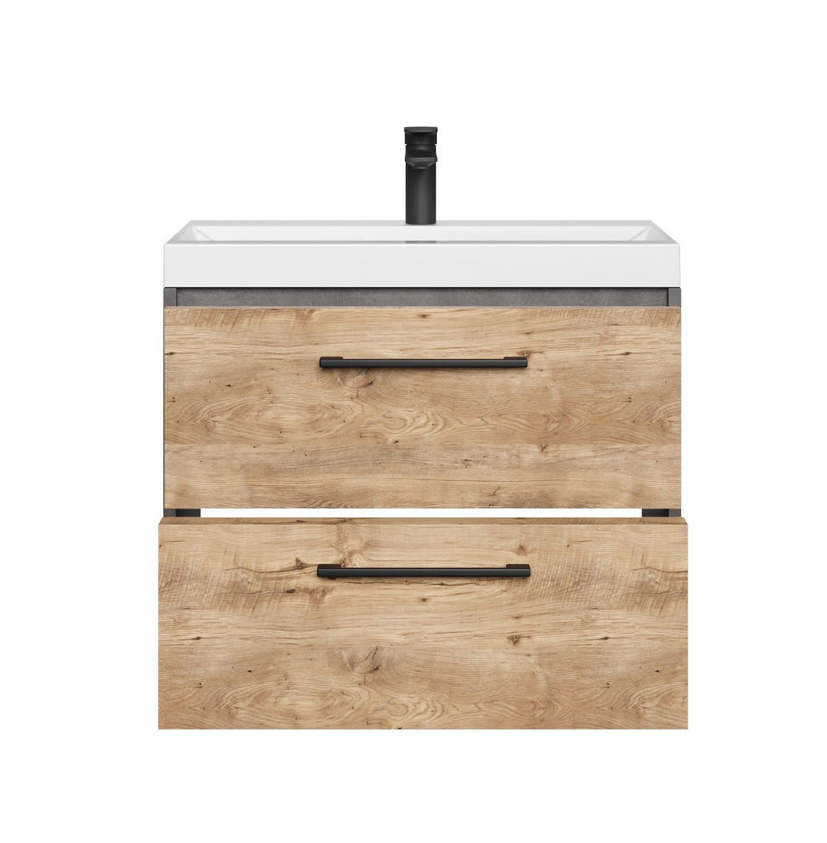 BADMÖBEL-SET Florence 2 Teile Kastanien Eiche / Grau - 60 x 35 x 51 cm - Eichefarben/Grau, Holz (60/51/35cm) - Badplaats