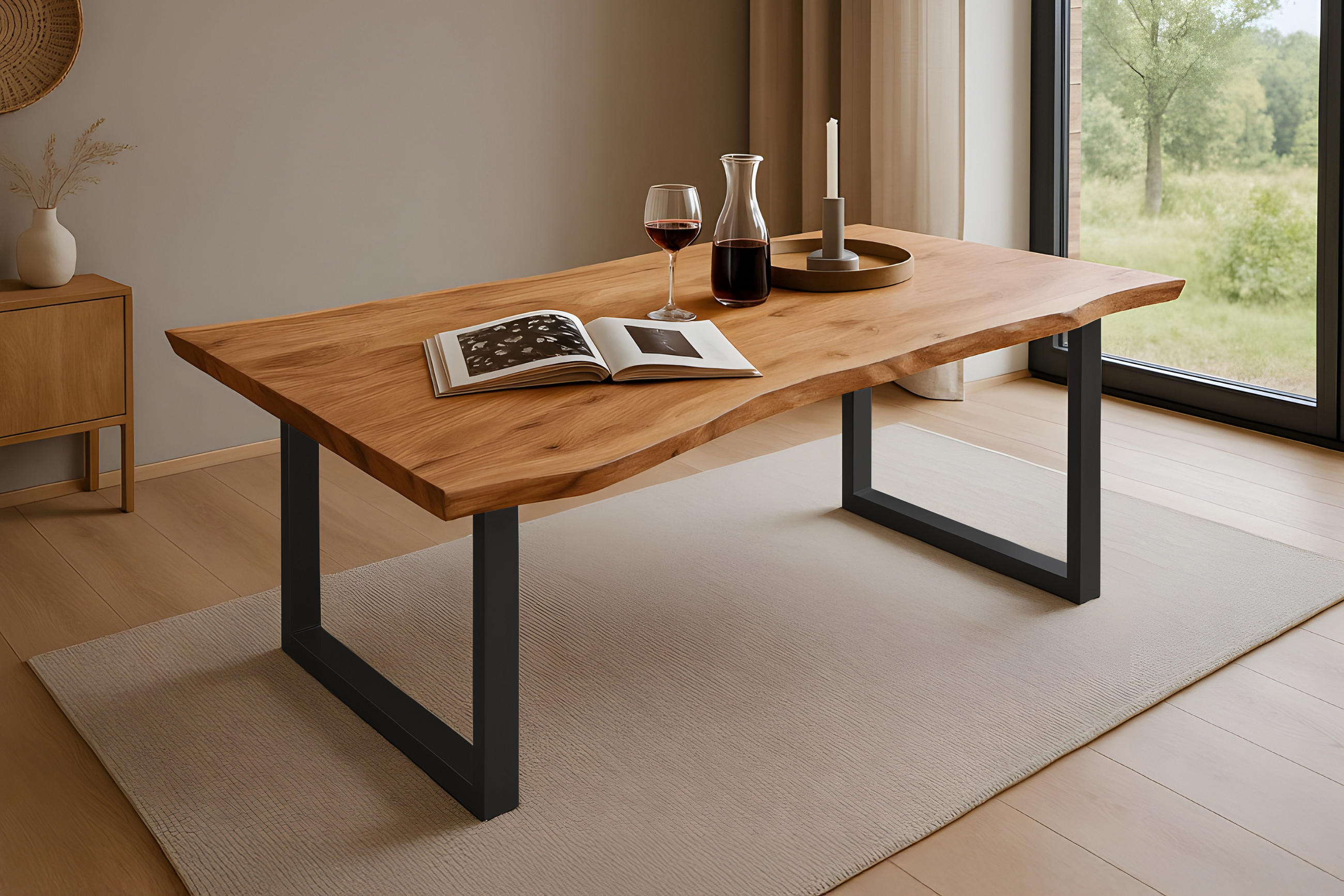 ESSTISCH MAX - Beige/Schwarz, Holz/Metall (80/120/77cm) - SAM