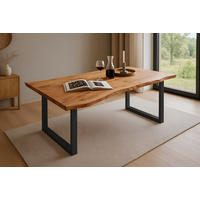 ESSTISCH MAX - Beige/Schwarz, Holz/Metall (80/140/77cm) - SAM
