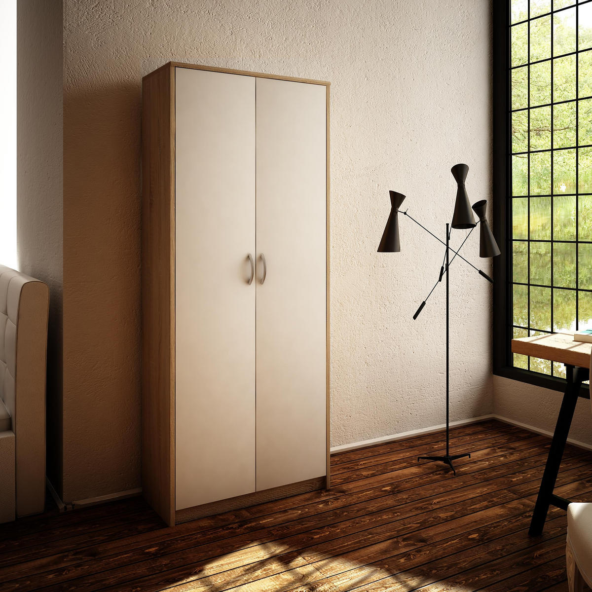 BÜCHERREGAL R4 Sonoma Eiche-Weiß 74/35/180 cm - Weiß/Sonoma Eiche, Holzwerkstoff (74/180/35cm) - Matkam Möbel