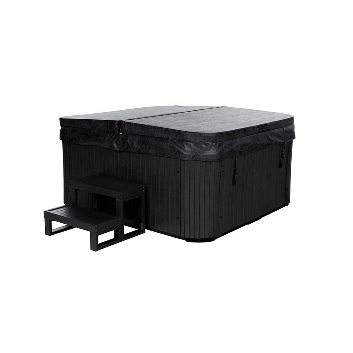 OUTDOOR Whirlpool mit Treppe und Thermoabdeckung SEA STAR 180 x 160 cm 4 Personen - Anthrazit, Kunststoff (160/79/180cm) - Home Deluxe