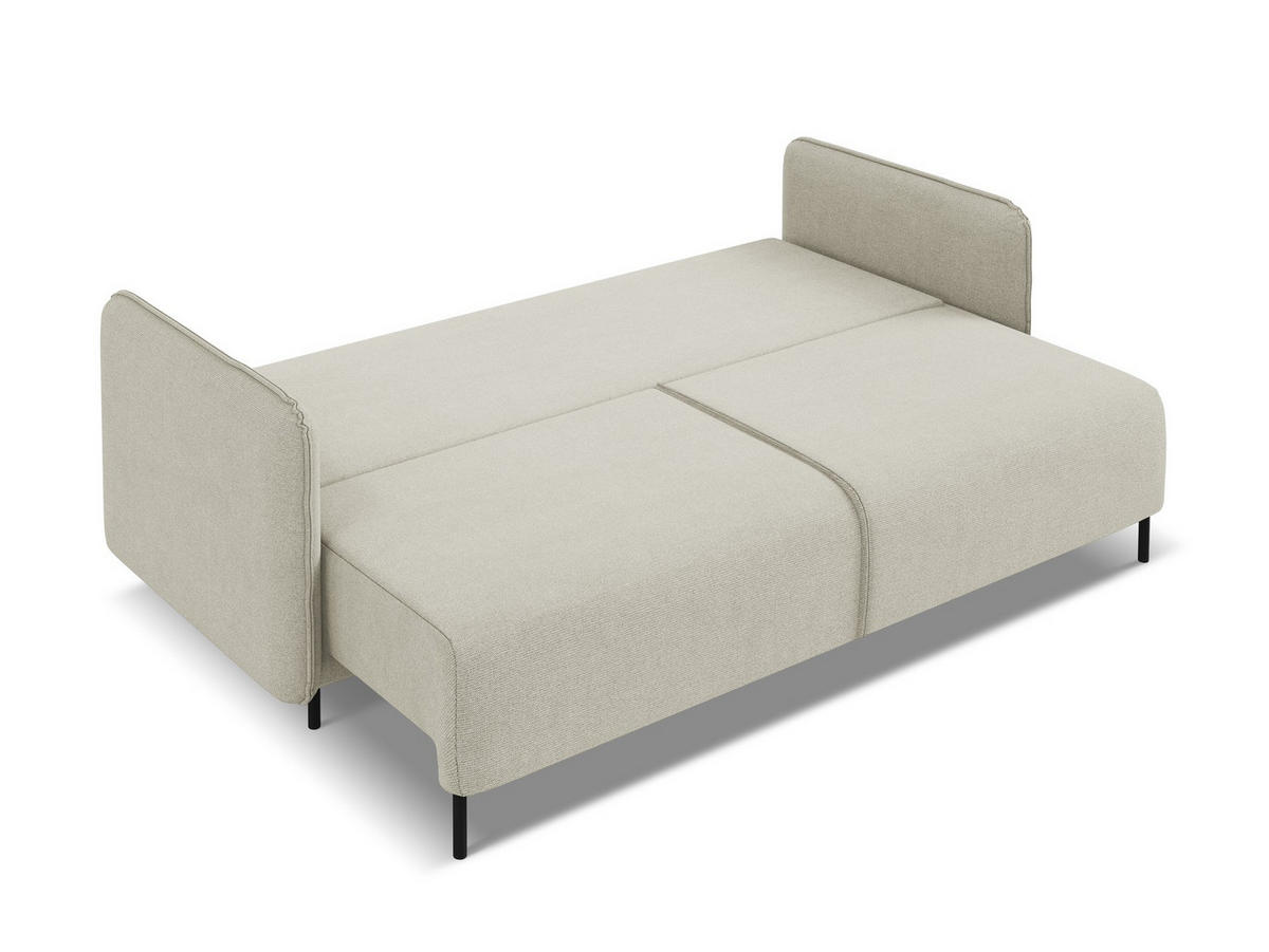 3-SITZER SOFA mit Schlaffunktion Strukturstoff Stoff Beige - Beige/Creme, Holz/Textil (226/90/92cm) - Makamii