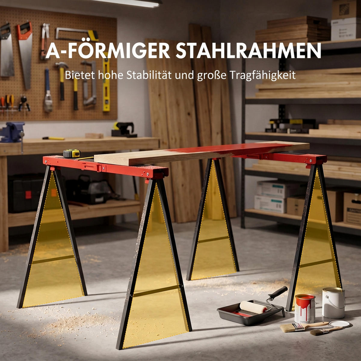 ARBEITSBOCK 2er Set Metall Rot - Rot, Metall (99.5/50/76cm) - DURHAND