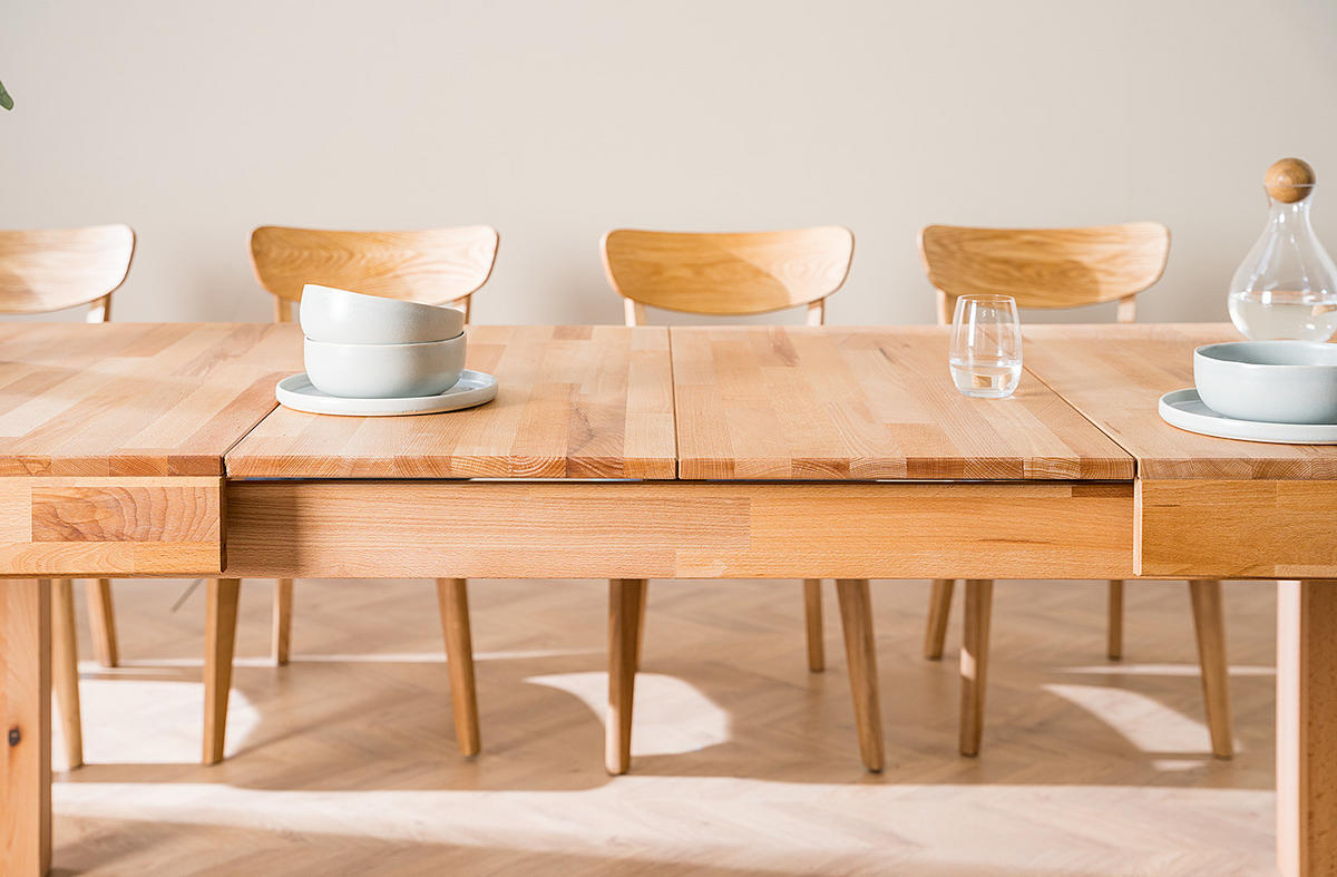 ESSTISCH - Buche massiv - Buchefarben, Holz (90/180/75cm) - home24