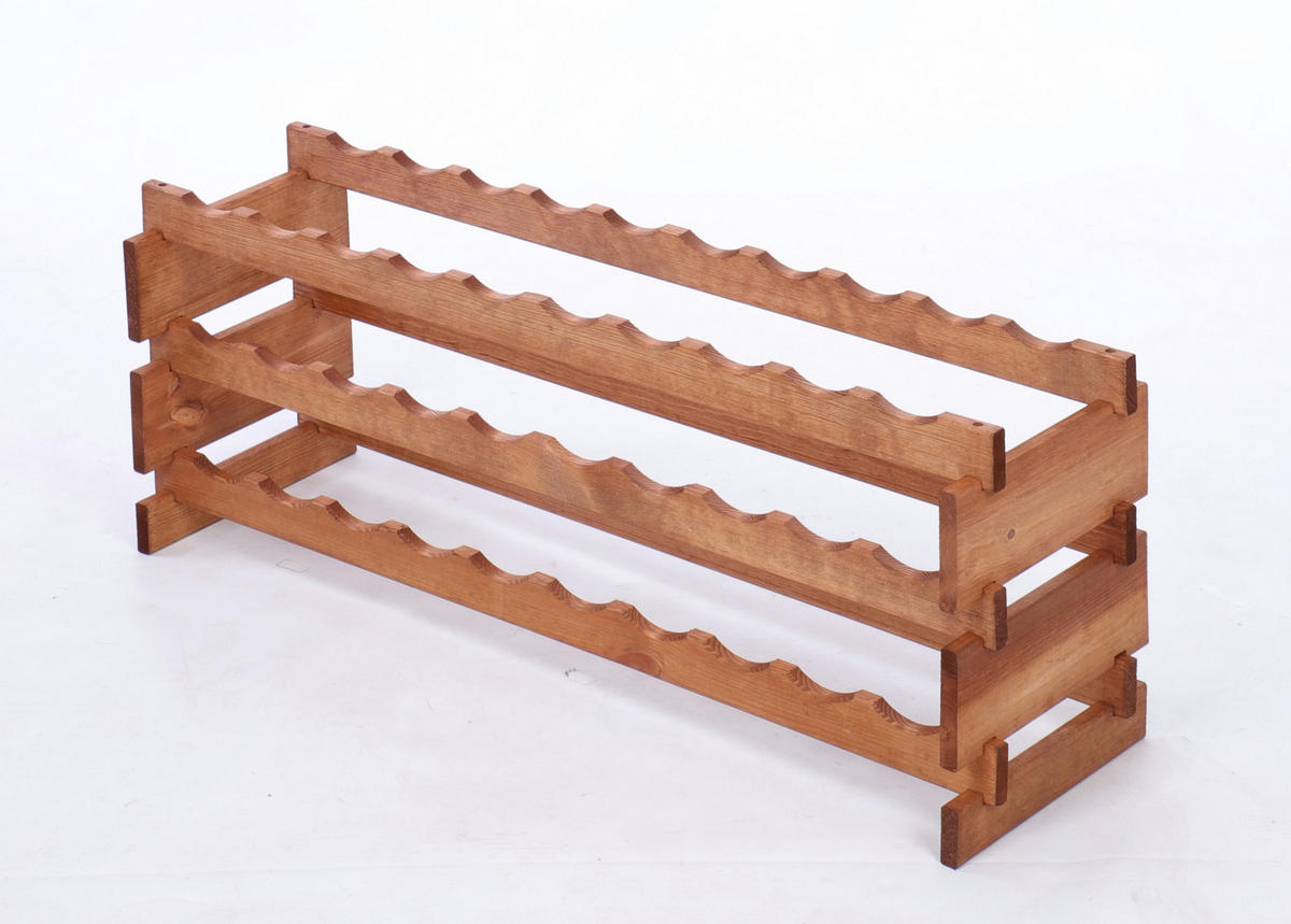 WEINREGAL VINOTECA FLEX PRO HxBxT 37x103x28cm 30 Flaschen auf 3 Ebene Braun geölt - Braun, Holz (103/37/28cm) - PROREGAL