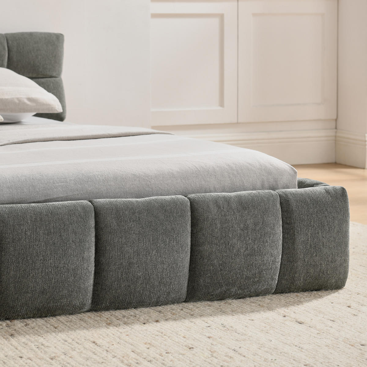 POLSTERBETT 160x200 cm Chenille grau - Dunkelgrau, Kunststoff (160/200cm) - LEBENLANG