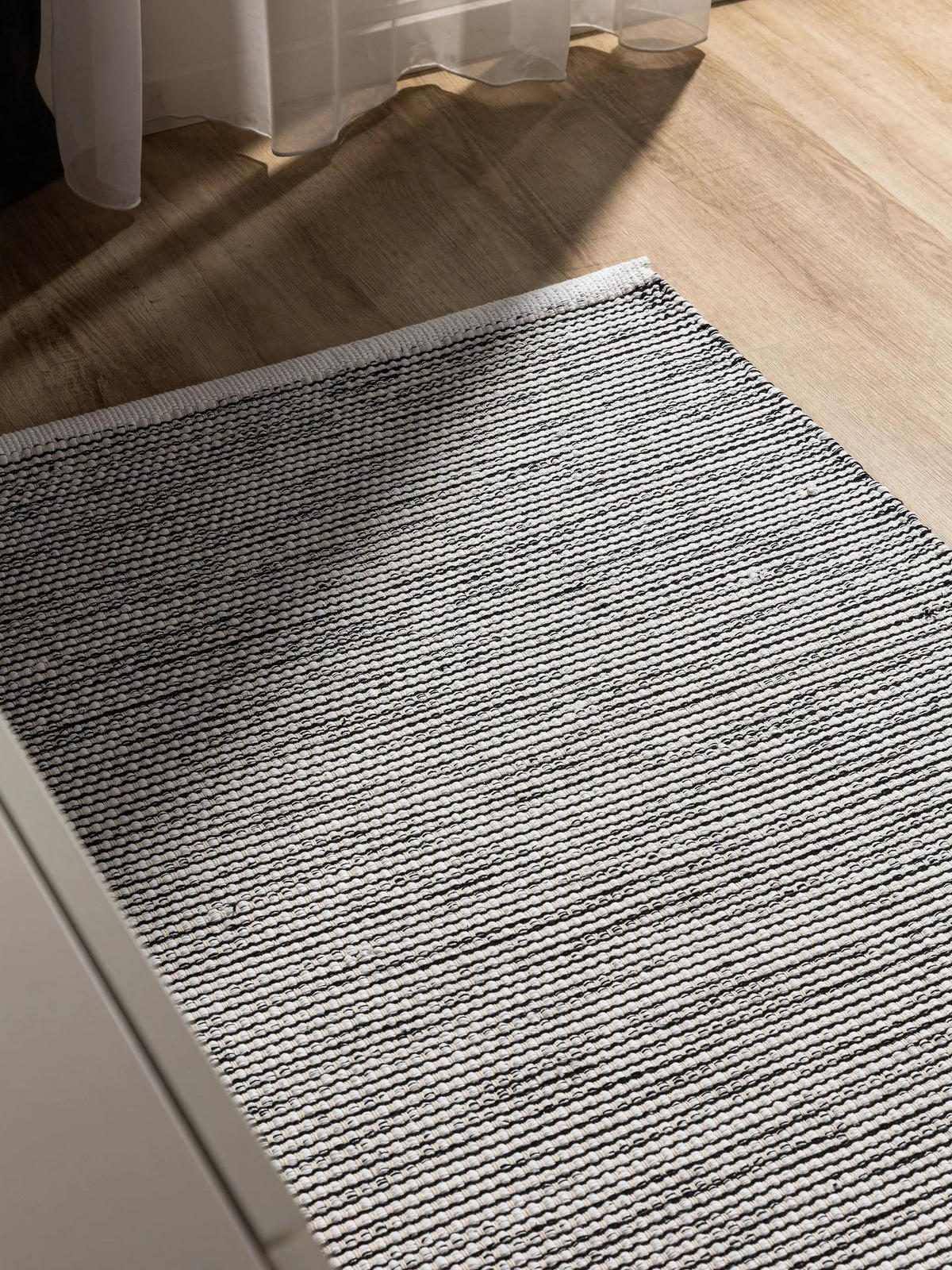 BAUMWOLLLÄUFER Ron handgewebt 80x300 cm - Schwarz, Naturmaterialien/Textil (80/300cm) - benuta