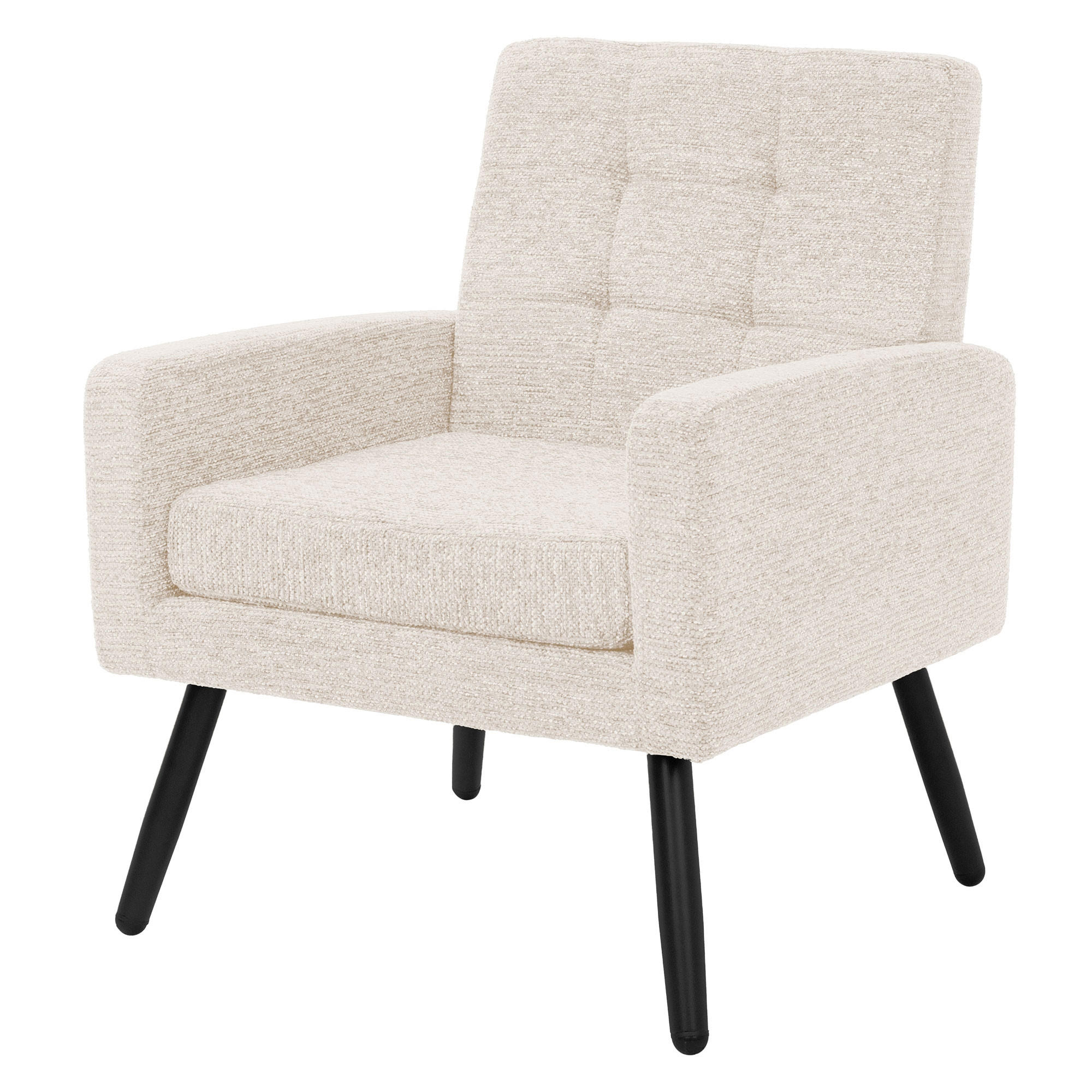 SESSEL mit Stahlbeinen und Webstruktur Relaxsessel 66,5x80x63,5 cm Beige - Beige/Schwarz, Textil/Metall (66.5/80/63.5cm) - ML-DESIGN