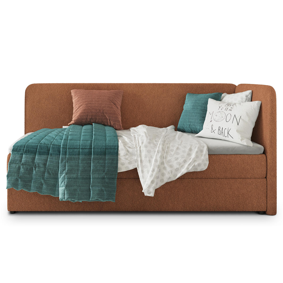 POSTEL BOXSPRING GINA 80x200 cm, s matrací a úložným prostorem, měděná - měděná, kompozitní dřevo/textil (80/200cm) - MASSENO