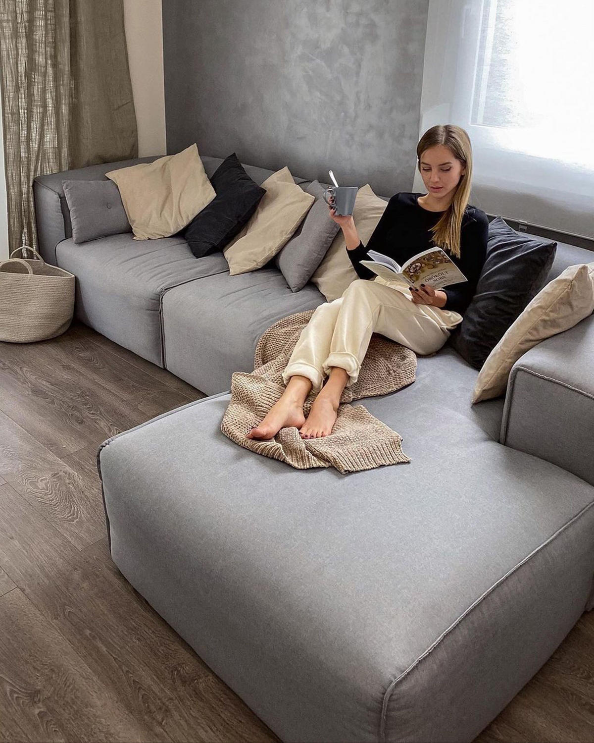 ECKSOFA Polsterbezug Hellgrau Dolva - Hellgrau, Textil (294/170cm) - Beliani