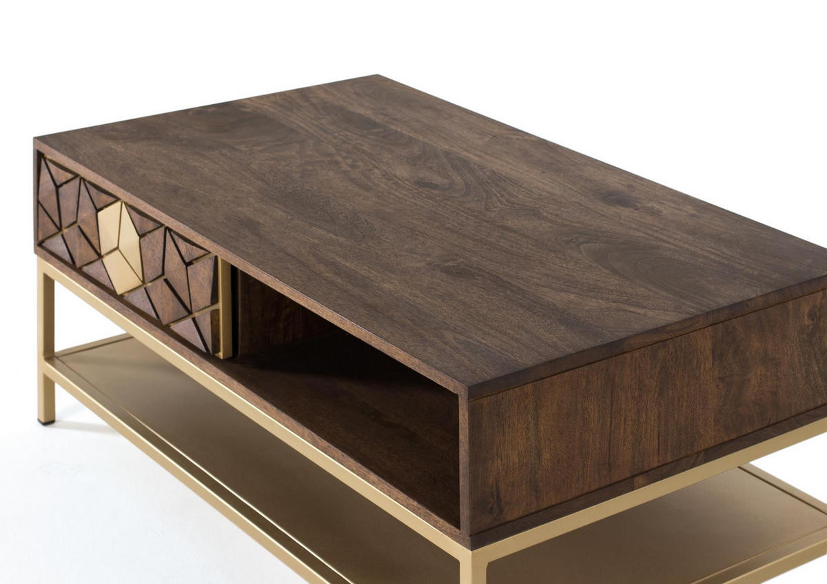 COUCHTISCH aus Mangoholz und Metall - Braun, Holz (100/60/43cm) - Giner y Colomer