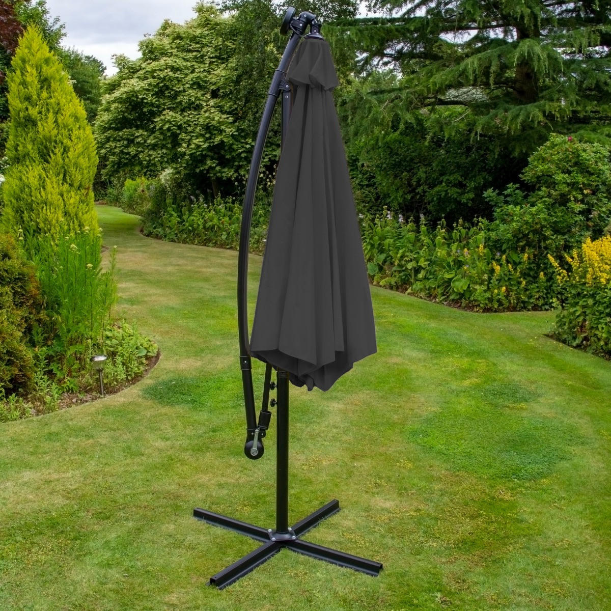 SONNENSCHIRM 300cm LED Ampelschirm - Grau - Grau, Textil (300/300cm) - Monstershop