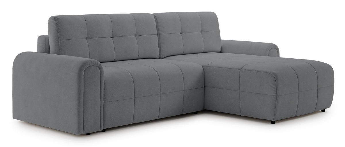 ECKSOFA Simolla Grau rechts - Schwarz/Grau, Kunststoff/Textil (180/268cm) - Selsey