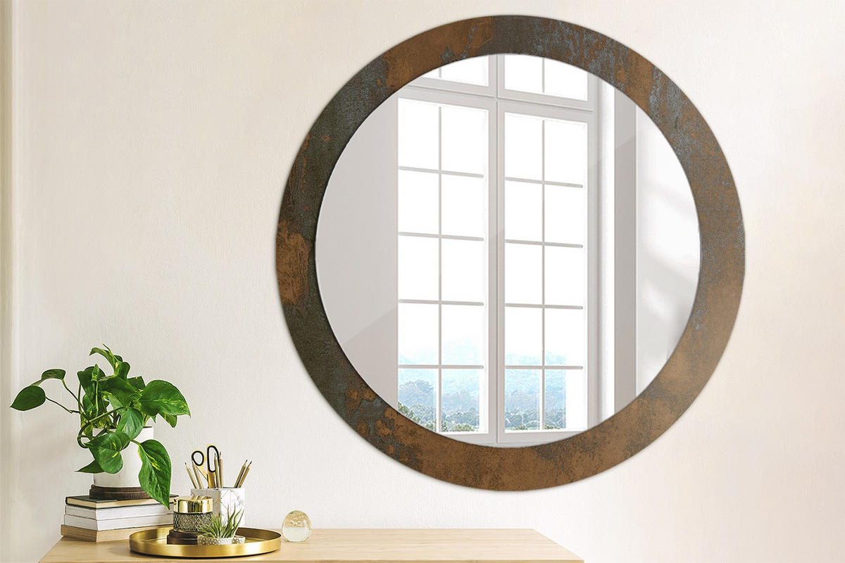 SPIEGEL Ø80 cm Rund mit Aufdruck - Dunkelbraun, Glas (80/80/0.4cm) - TULUP