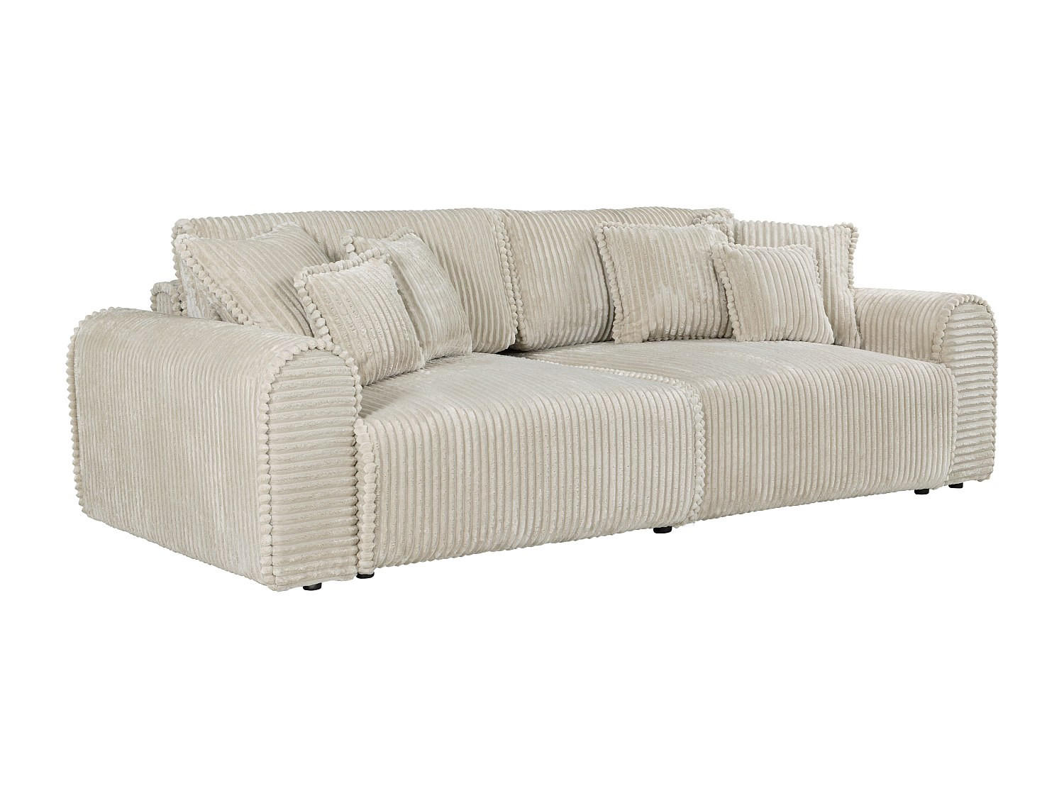 SOFA 4-Sitzer Schlafsofa Komfort - Cord Samt Beige - Tiefe Sitzfläche - TELARO - Beige, Textil (286/94/138cm) - Vente-Unique