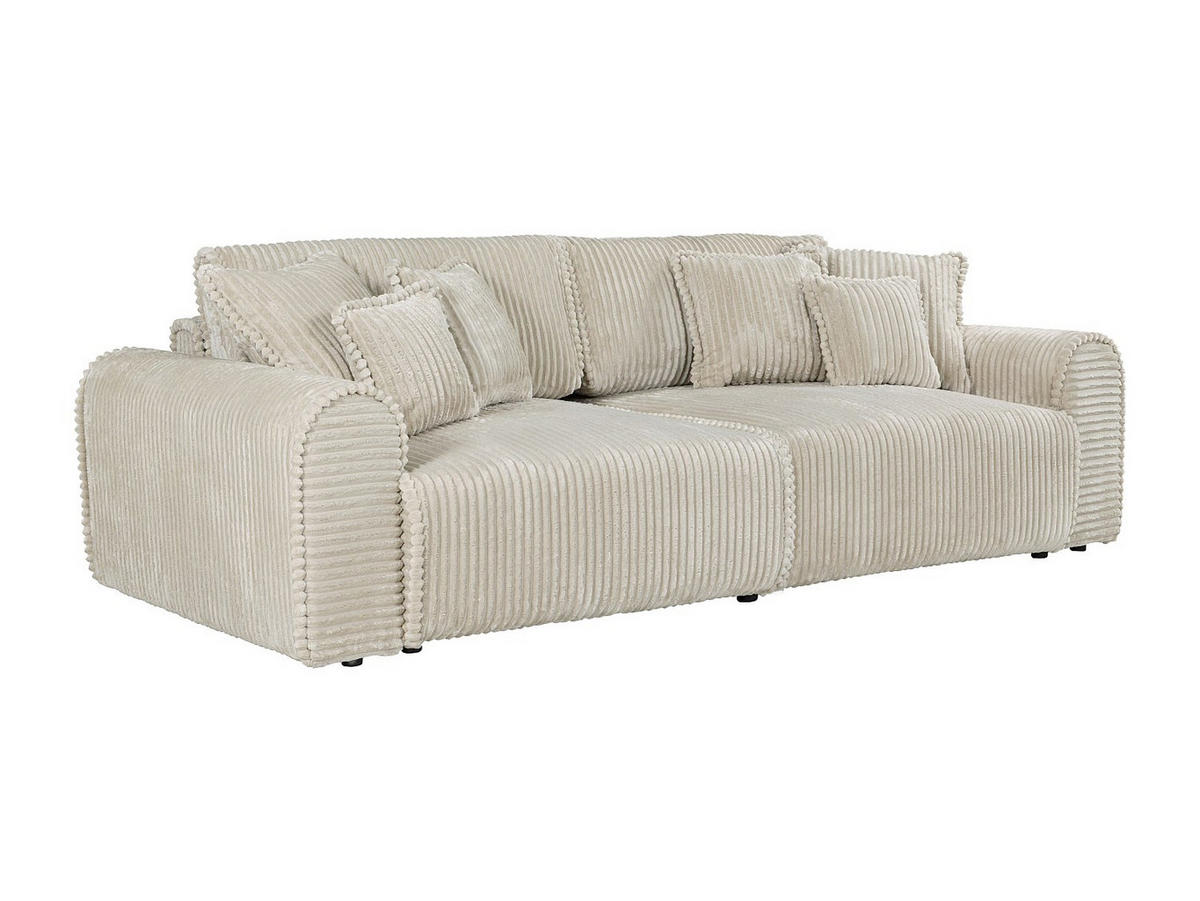 SOFA 4-Sitzer Schlafsofa Komfort - Cord Samt Beige - Tiefe Sitzfläche - TELARO - Beige, Textil (286/94/138cm) - Vente-Unique